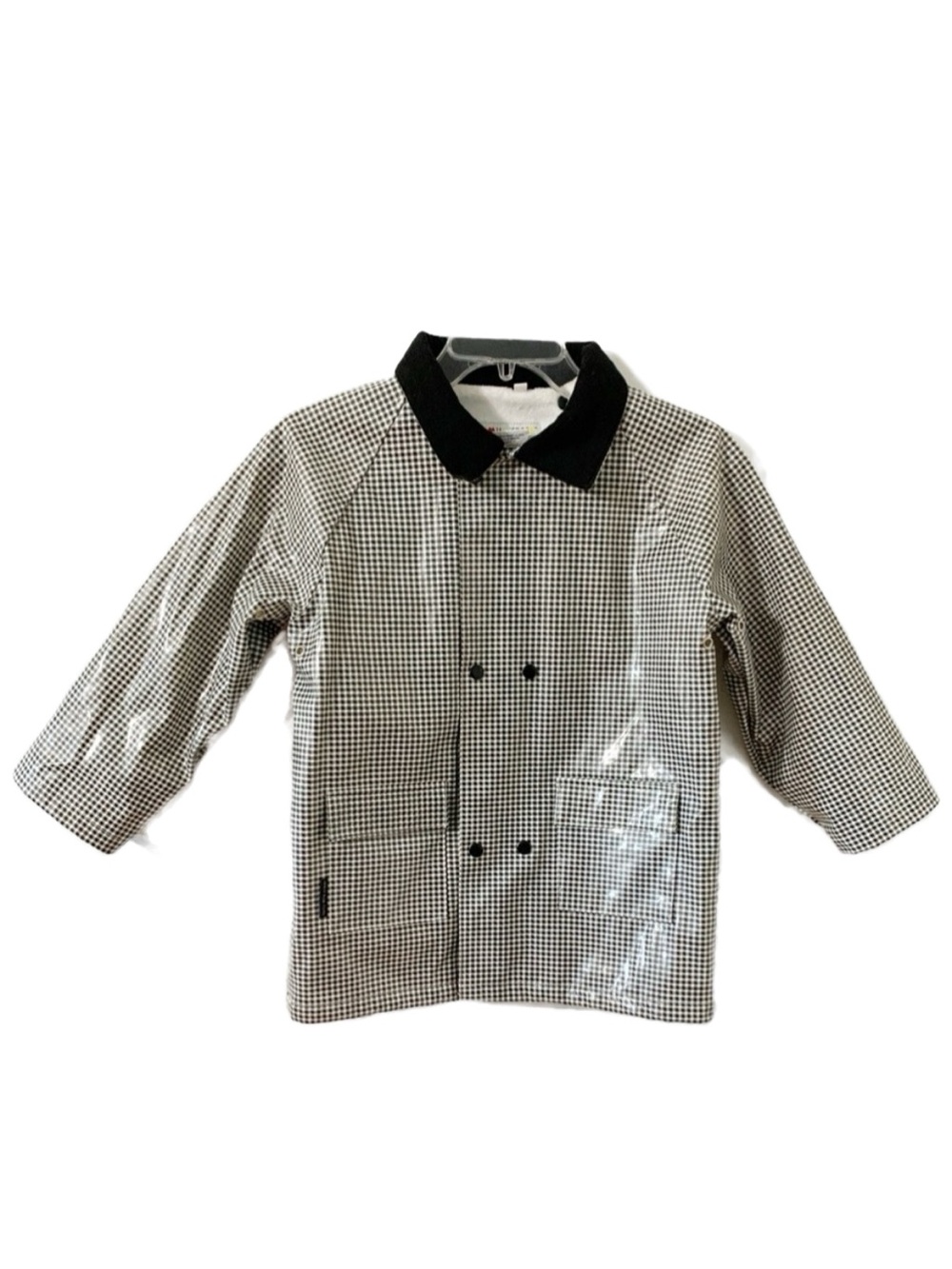 Vintage 90s Forty-Mile Creek Black White Gingham Houndstooth Raincoat Size 4